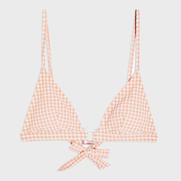 NWOT TOPSHOP Gingham Ring Triangle Bikini Top - Picture 1 of 7